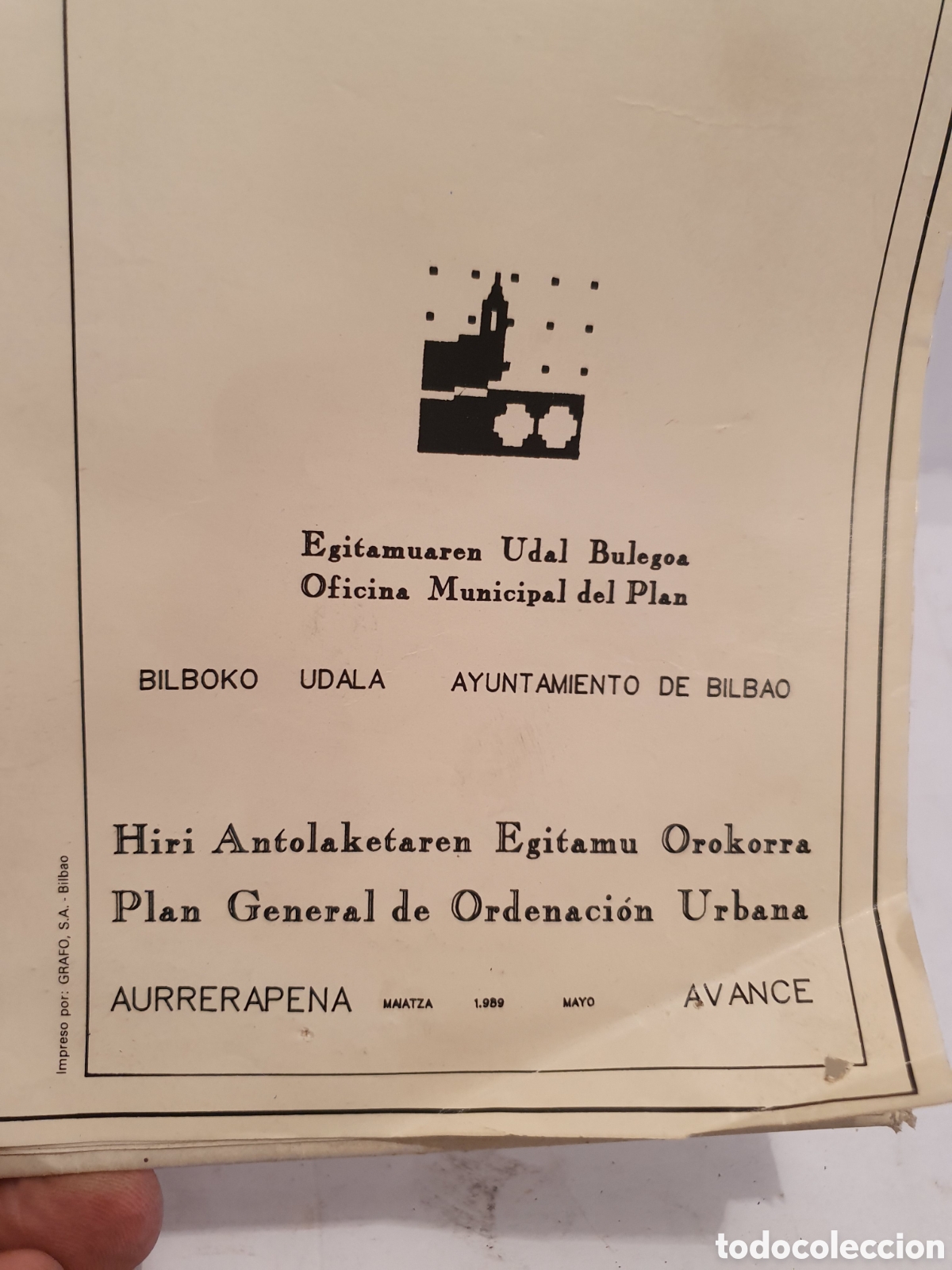 Zeitgen&ouml;ssische Karten: AYUNTAMIENTO DE BILBAO. PLAN GENERAL DE ORDENACION URBANA. PLANO, MAPA, A&Ntilde;OS 80.