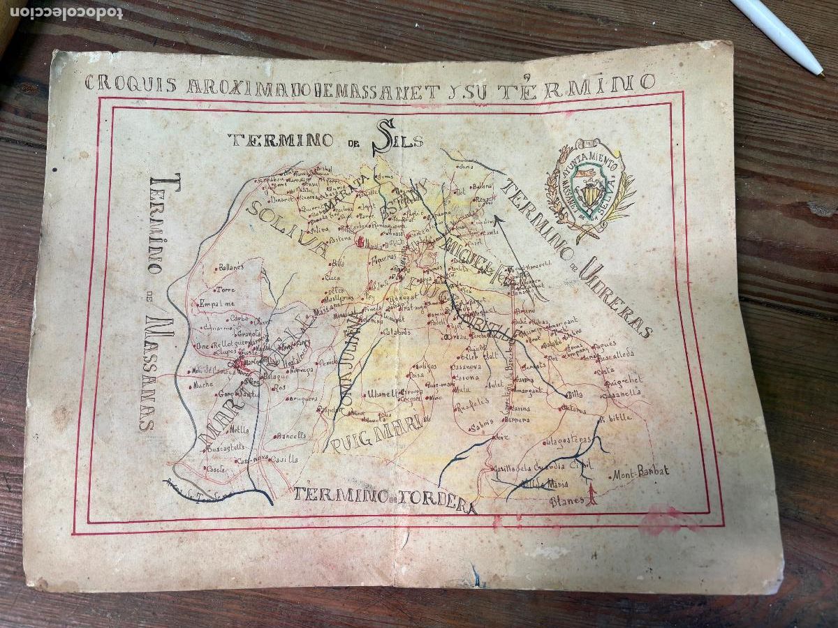 Mapas contempor&aacute;neos: Mapa massanet de la selva ma&ccedil;anet massanes vidreras Tordera Sils ajuntament realizado a mano