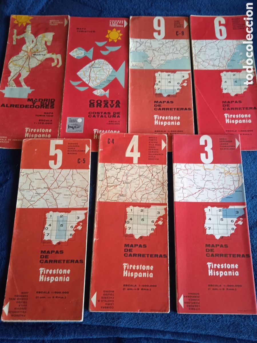 Contemporary maps: FIRESTONE MAPAS TURISTICOS Y DE CARRETERAS -LOTE DE 7 MAPAS A&Ntilde;OS 70
