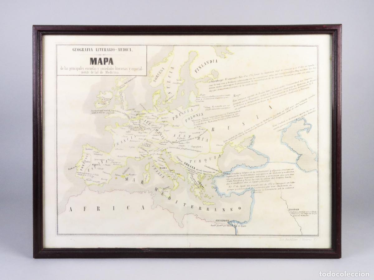 Mapas contempor&aacute;neos: Mapa Geograf&iacute;a Literario M&eacute;dica Cartograf&iacute;a Hispano Cient&iacute;fica Torres Villegas 1857