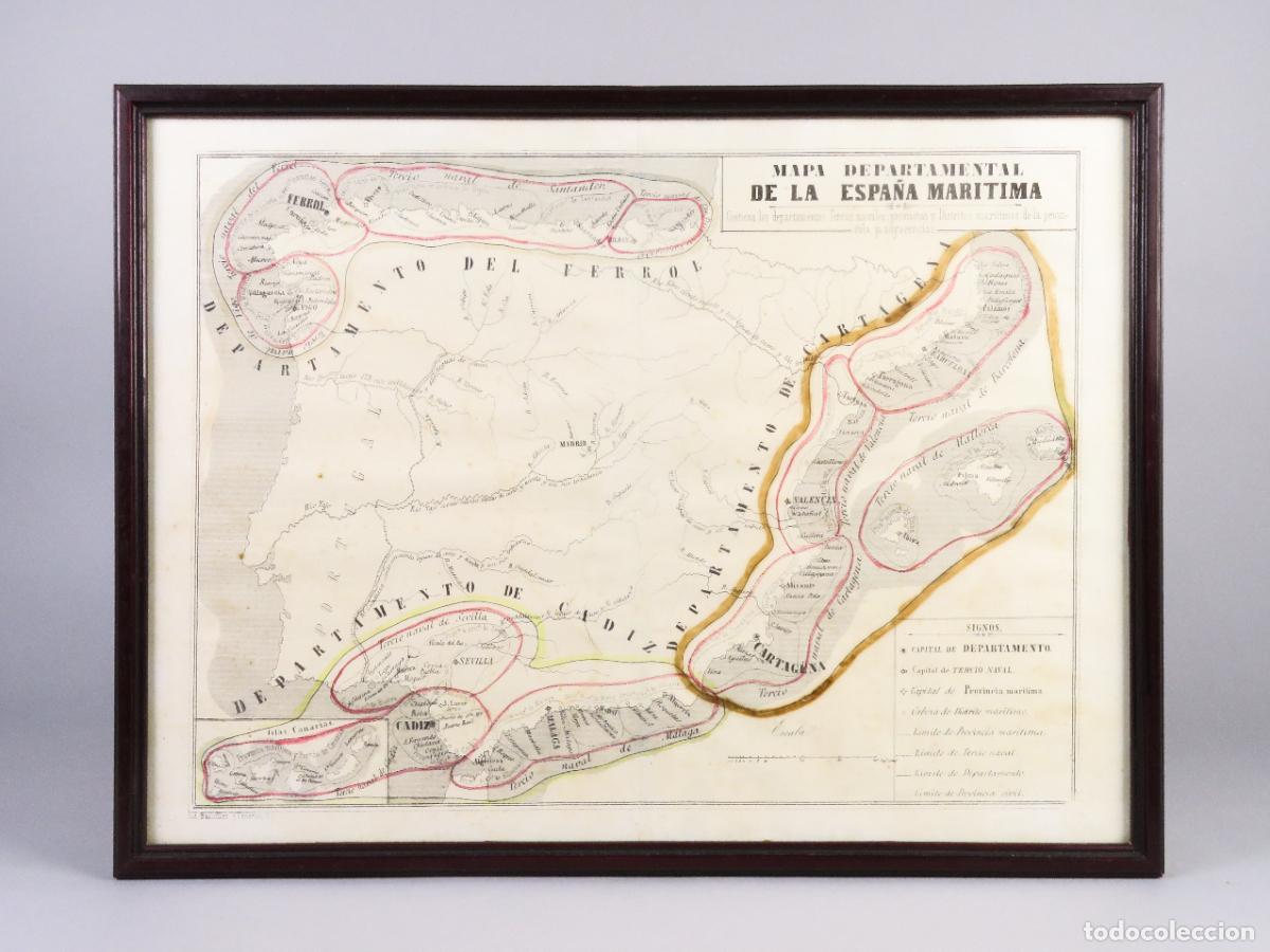 Mapas contempor&aacute;neos: Mapa Departamental Espa&ntilde;a mar&iacute;tima Cartograf&iacute;a Hispano Cient&iacute;fica Torres Villegas 1857