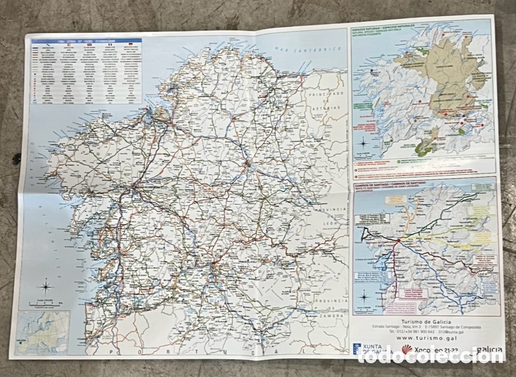 Mapas contempor&aacute;neos: Mapa. Turismo de Galicia. Xacobeo 20-21.