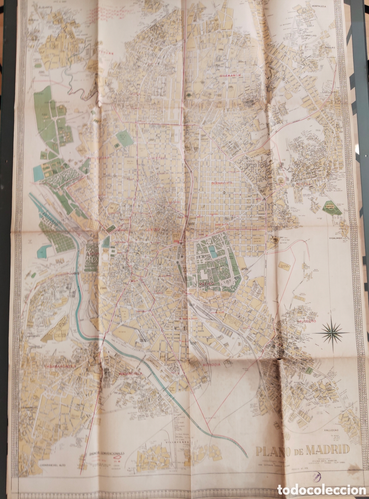 Mapas contempor&acirc;neos: ANTIGUO PLANO DE MADRID - A&Ntilde;OS 50 - ESTEBAN ZABALA AGUIRRE - 105 x 71,5 CM - PRECIOSO DESDE VILLAVER