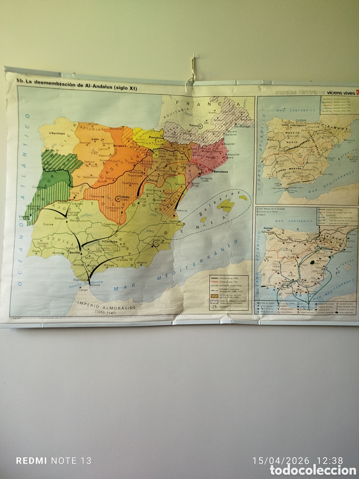 Mapas contempor&aacute;neos: MAPA DE ESCUELA 1984-La desmembracion del andalus-la europa del a&ntilde;o 1000 DOS CARAS