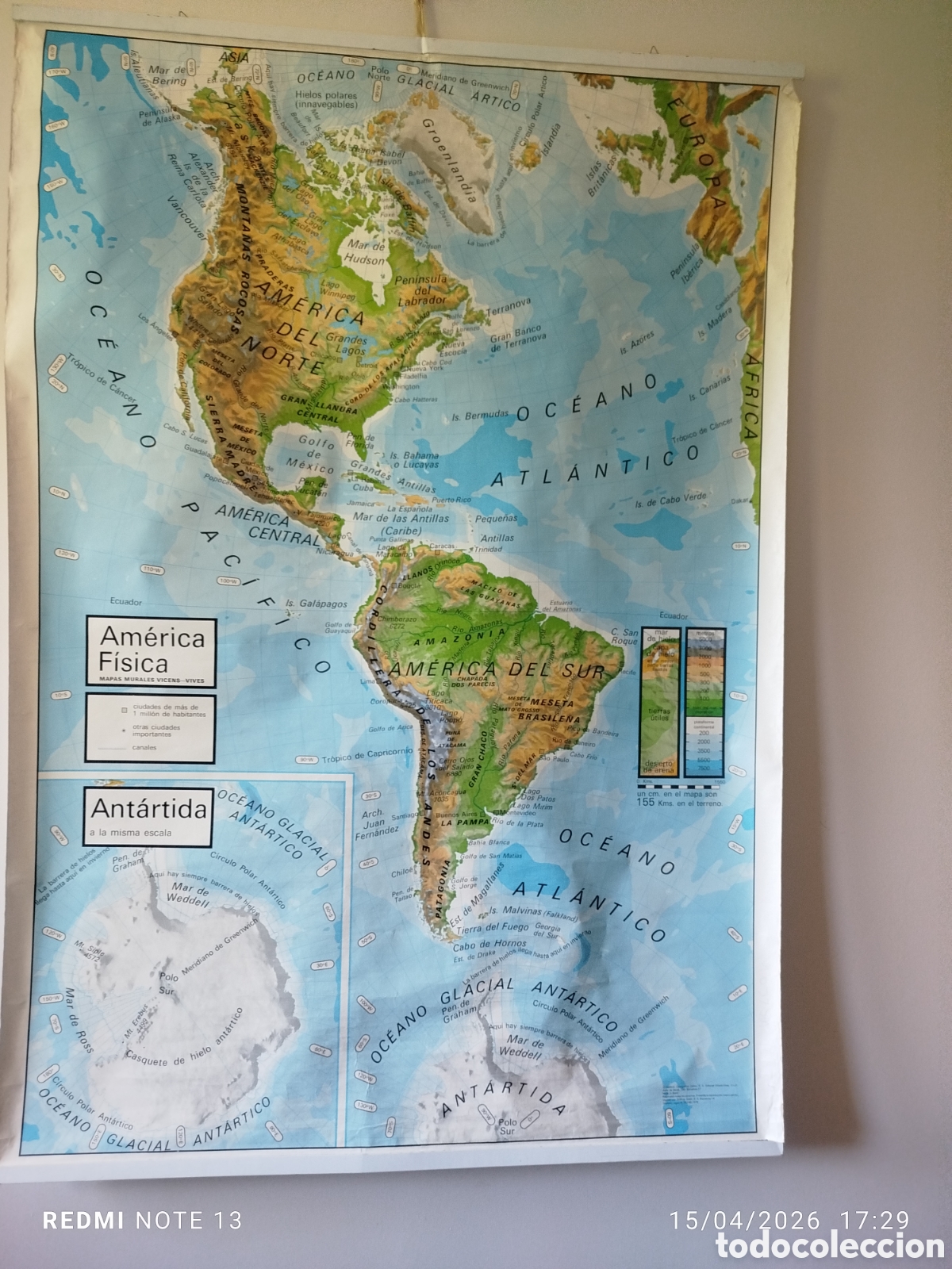 Mapas contempor&aacute;neos: MAPA DE ESCUELA 1978 AMERICA FISICO Y POLITICA DOS CARAS