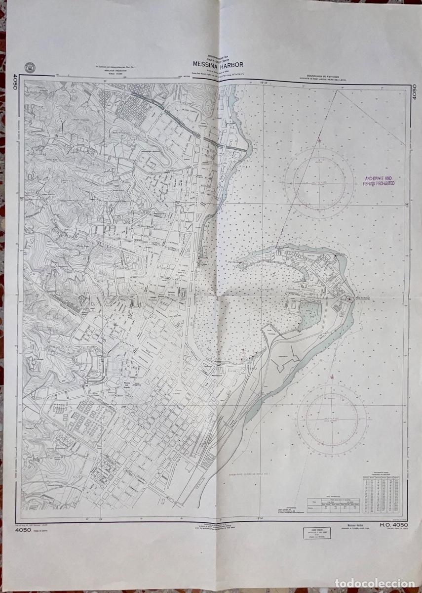 Mapas contempor&aacute;neos: GRAN CARTA NAUTICA- PLANO- MESSINA HARBOR- ITALIA- WASHINGTON 1965