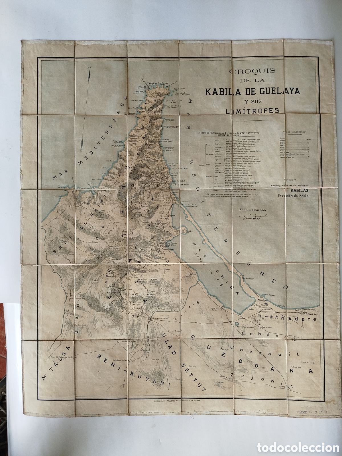 Mapas contempor&aacute;neos: CEOQUIS DE LA KABILA DE GUEZALA Y SUS LIMITROFES. TALLERES DEL DEP&Oacute;SITO DE LA GUERRA. 1910