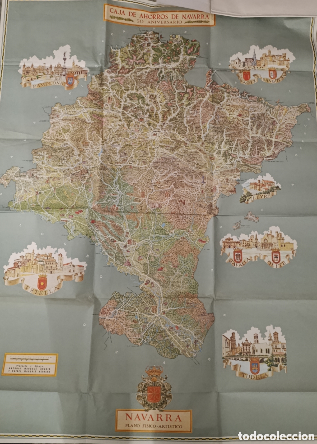 Mapas contempor&aacute;neos: Plano F&iacute;sico-Art&iacute;stico de Navarra - 50 Aniversario Caja de Ahorros de Navarra