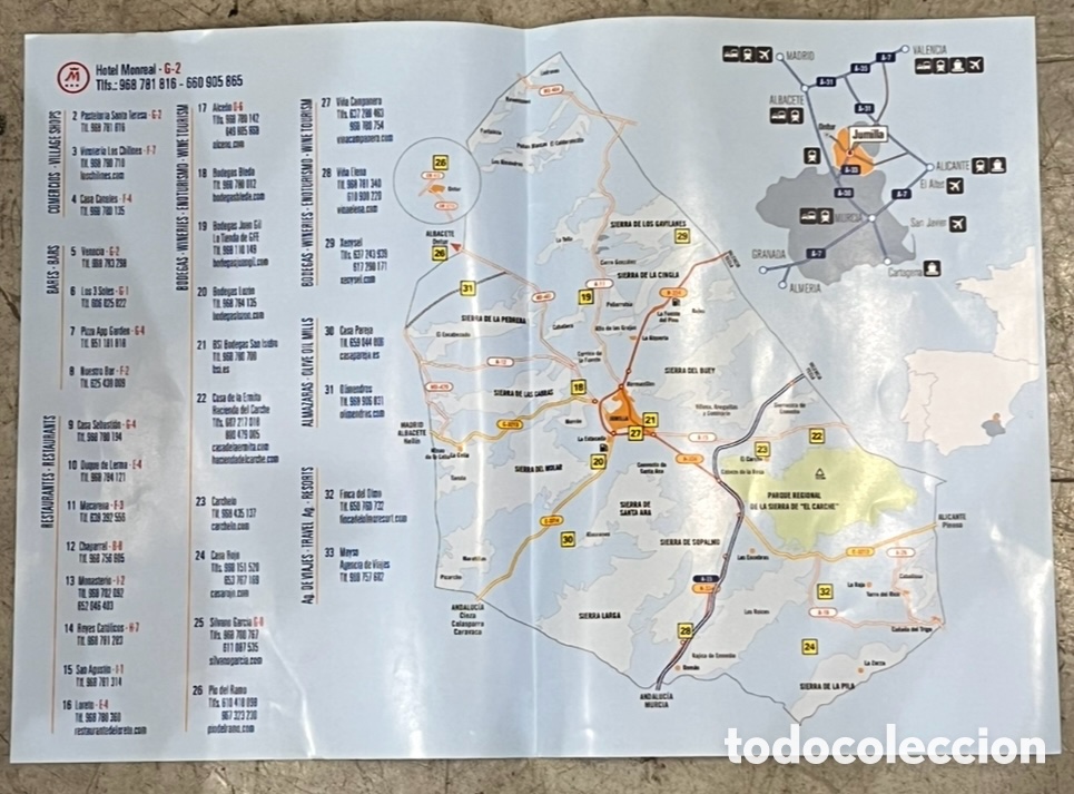 Mapas contempor&aacute;neos: Mapa. Jumilla. Murcia. Hotel Monreal.