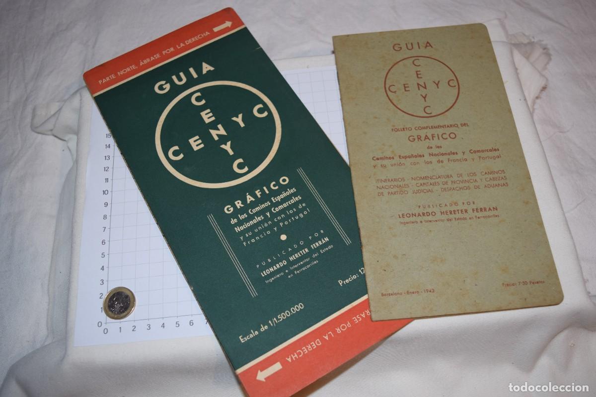 Mapas contempor&aacute;neos: Rara - Gu&iacute;a de carreteras / Mapa CENYC de ESPA&Ntilde;A - Barcelona, Enero de 1942 - &iexcl;Mira fotos/detalles!