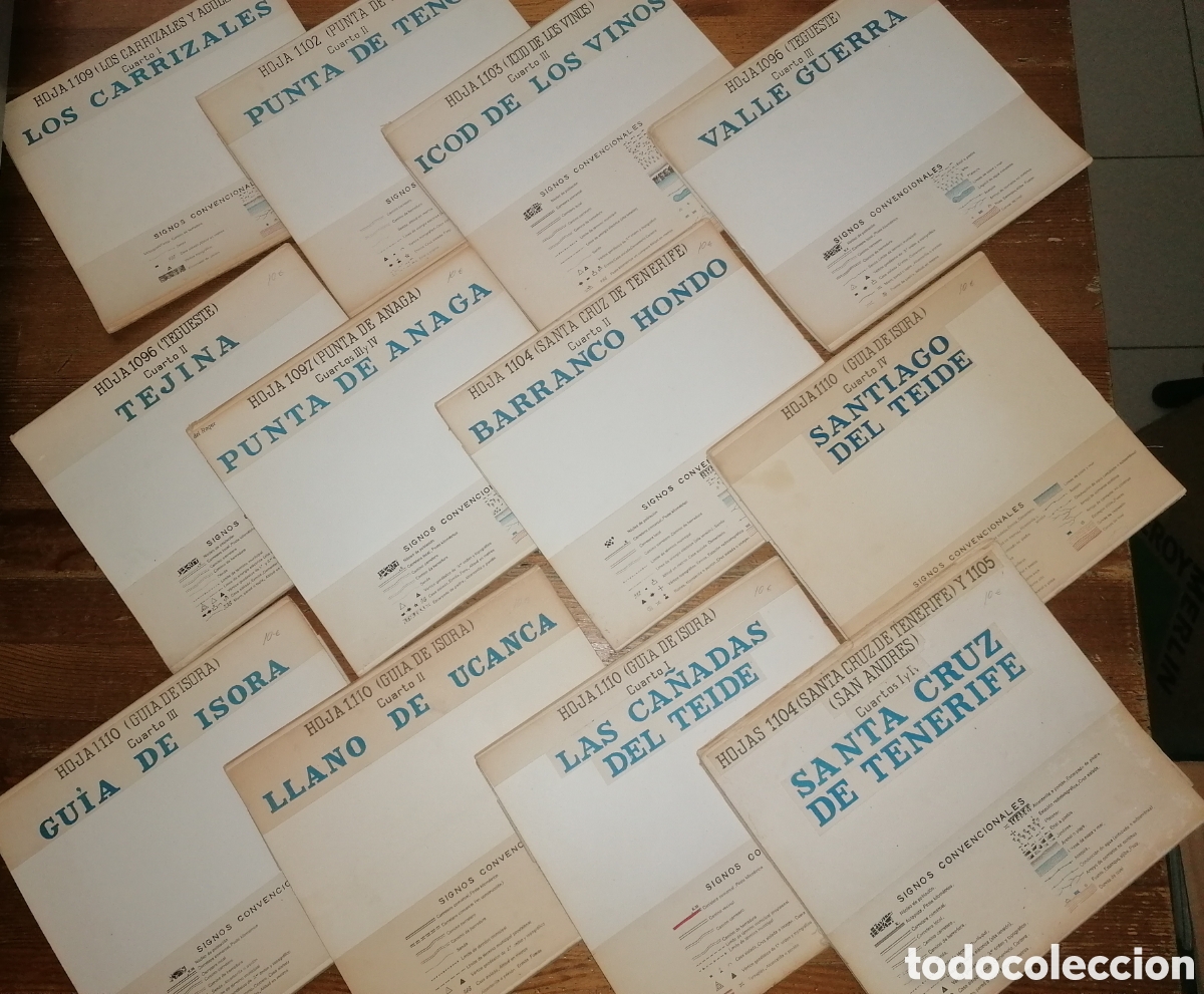Mapas contempor&aacute;neos: Lote de antiguos mapas entelados de Tenerife