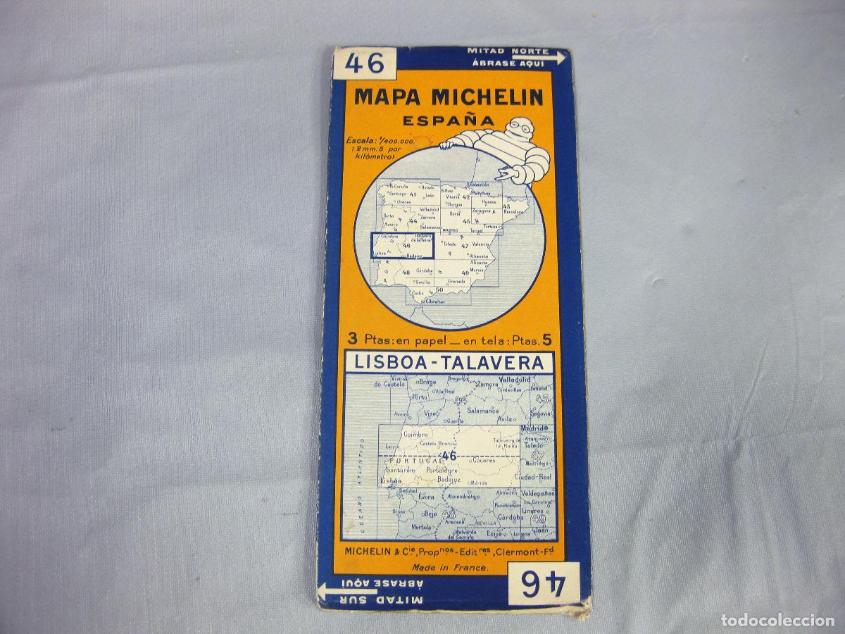 Mapas contempor&aacute;neos: ANTIGUO MAPA MICHELIN DE ESPA&Ntilde;A N&ordm; 46. LISBOA TALAVERA. A&Ntilde;OS 20 O 30