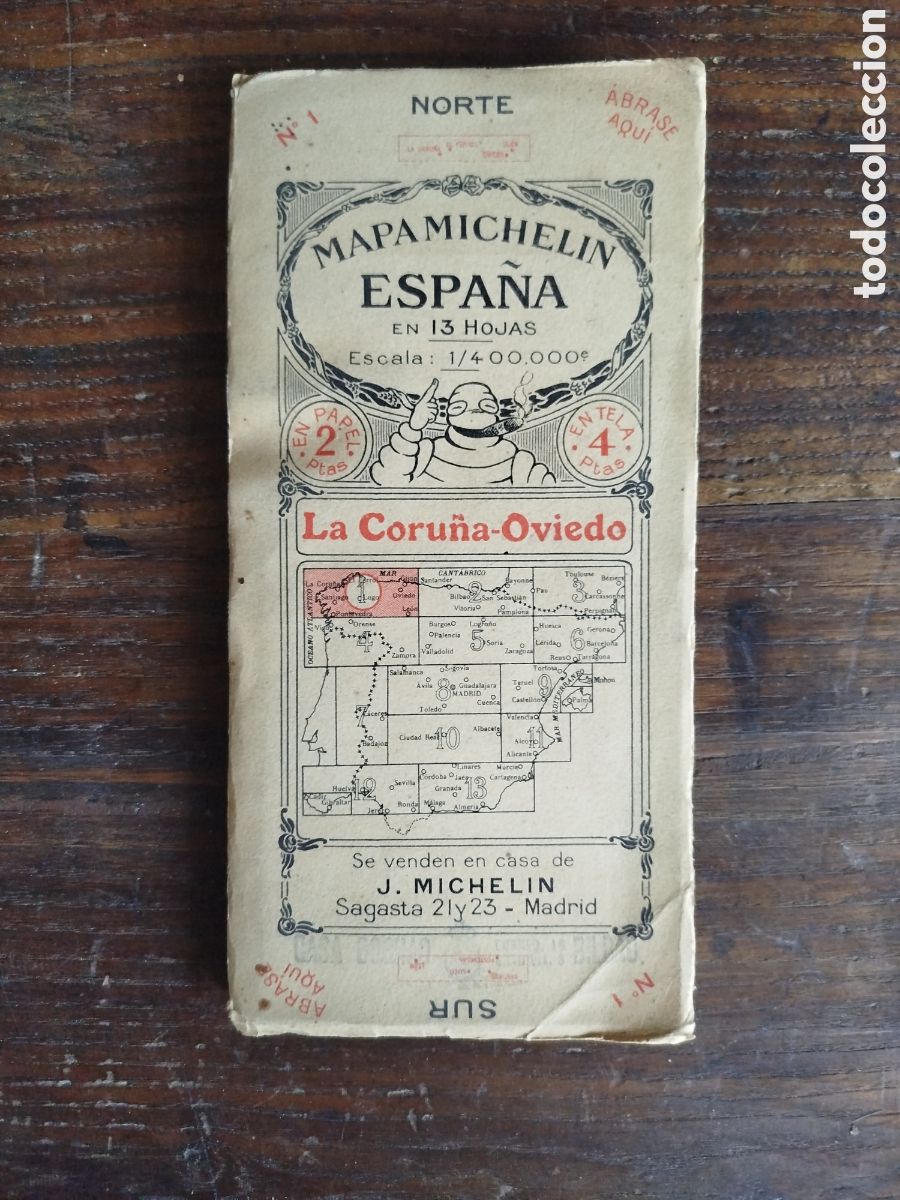 Mapas contempor&aacute;neos: MAPA MICHELIN LA CORU&Ntilde;A-OVIEDO. N⁰1 ENTELADO. A&Ntilde;OS 20