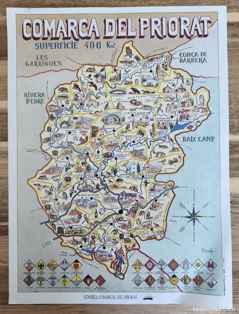 Mapas contempor&aacute;neos: MAPA COMARCA DEL PRIORAT ( Tarragona ) 35 x 26 cm