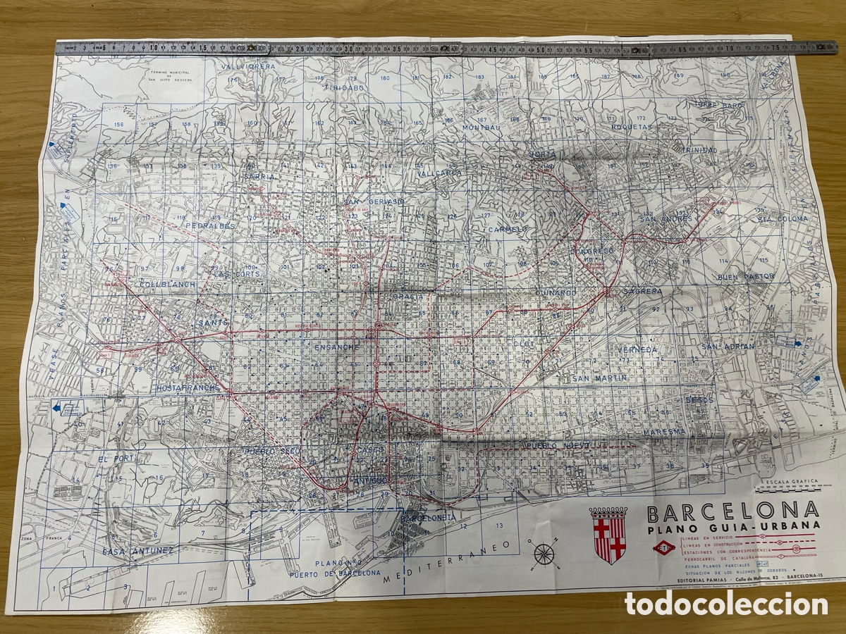 Mapas contempor&aacute;neos: Mapa gu&iacute;a urbanaBarcelona 1971 metro y plano provincia Barcelona