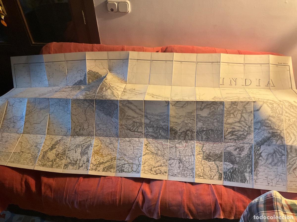 Mapas contempor&aacute;neos: Mapa India edward stanford en tela gran tama&ntilde;o dos partes estuche 1888 escala 1/32 miles