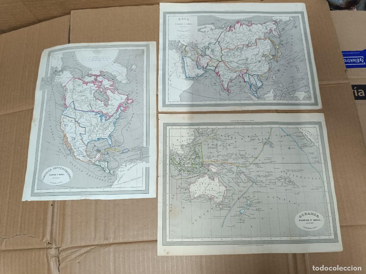 Mapas contempor&aacute;neos: LOTE DE 3 ANTIGUOS MAPAS DE 1852 Y 1853, ASIA, AMERICA Y OCEANIA, GASPAR Y ROIG EDITORES -P24
