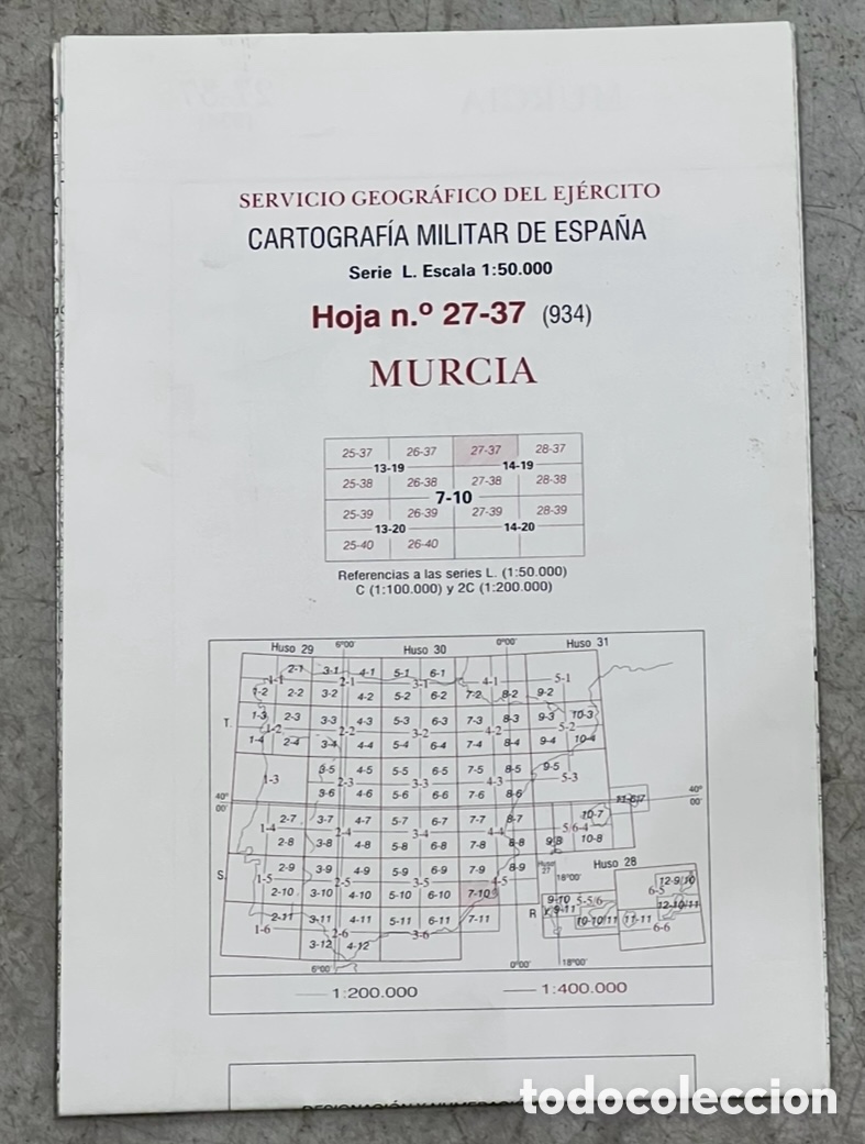 Mapas contempor&aacute;neos: Mapa. Murcia. Servicio Cartogr&aacute;fico del Ej&eacute;rcito. 1996.
