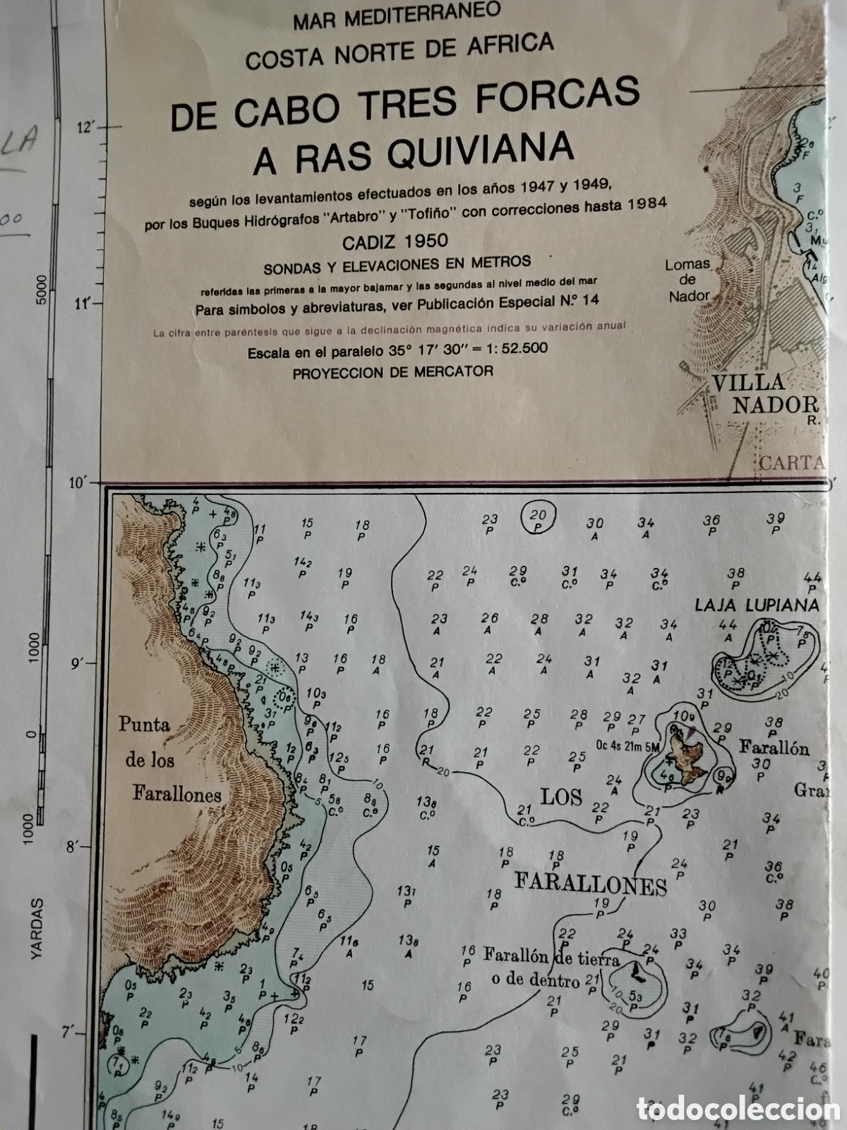 Mapas contempor&aacute;neos: CARTA N&Aacute;UTICA DE CABO TRES FORCAS A RAS QUIVIANA. MELILLA