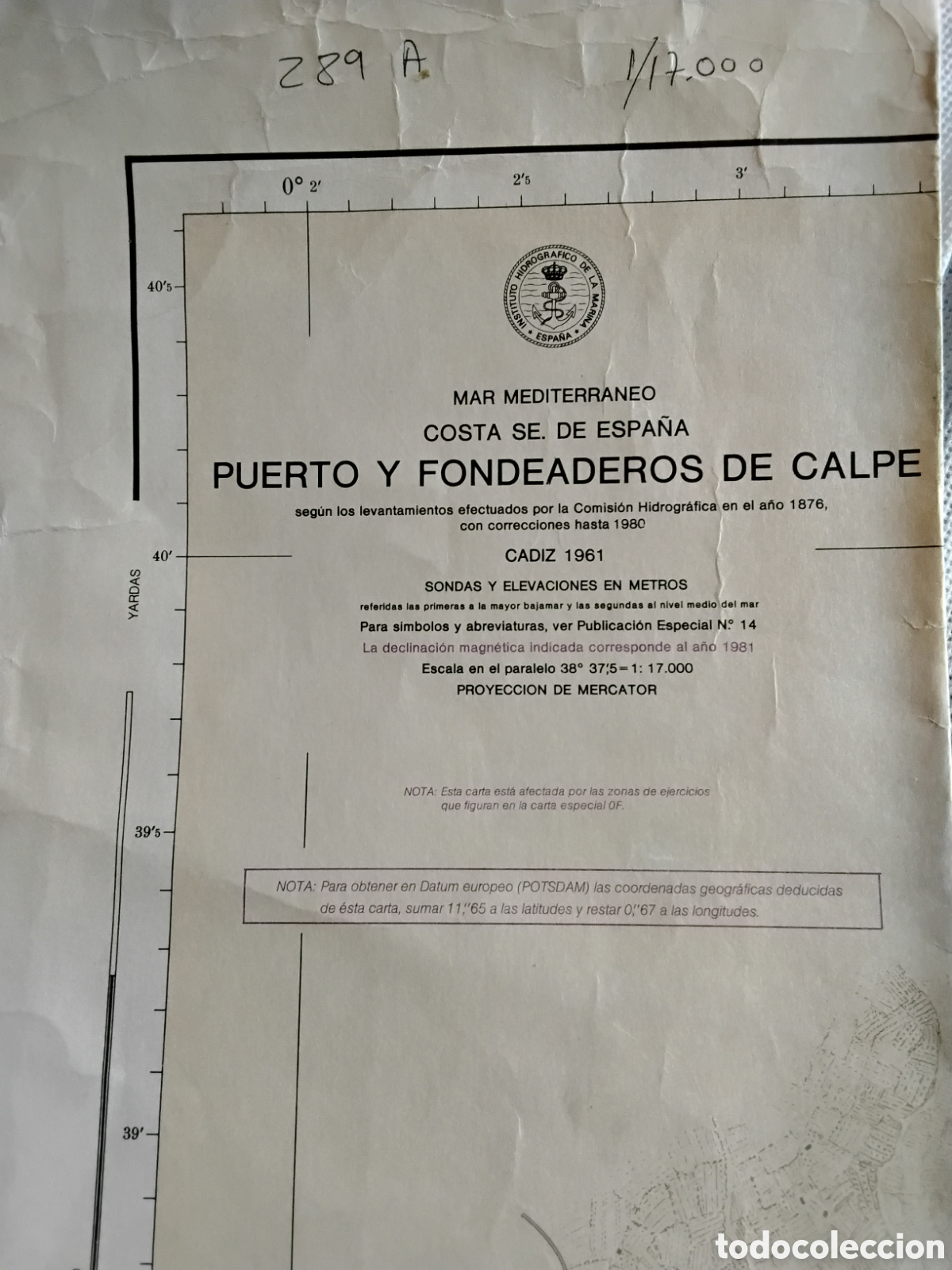 Mapas contempor&aacute;neos: Carta n&aacute;utica puerto y fondeaderos de calpe