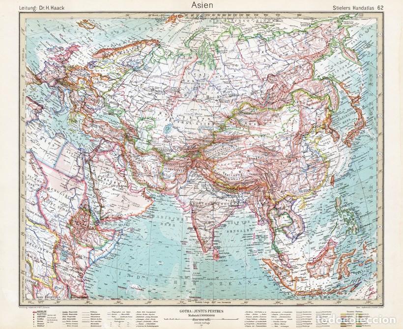 Mapas contempor&aacute;neos: MAPA (GRABADO COBRE) DE ASIA. STIELERS HAND-ATLAS, EDICI&Oacute;N DEL CENTENARIO DE 1931