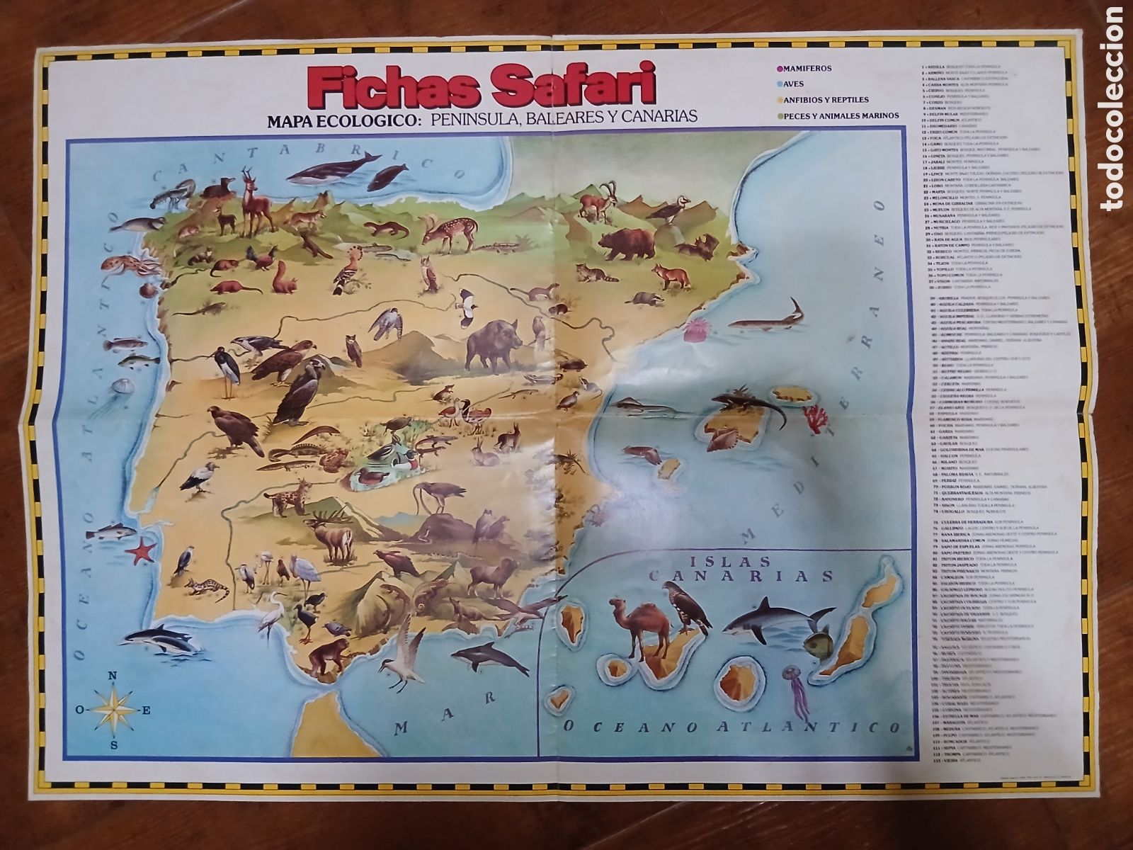 Mapas contempor&aacute;neos: Mapa Ecol&oacute;gico: Pen&iacute;nsula, Baleares y Canarias -Fichas Policiales- 1.979