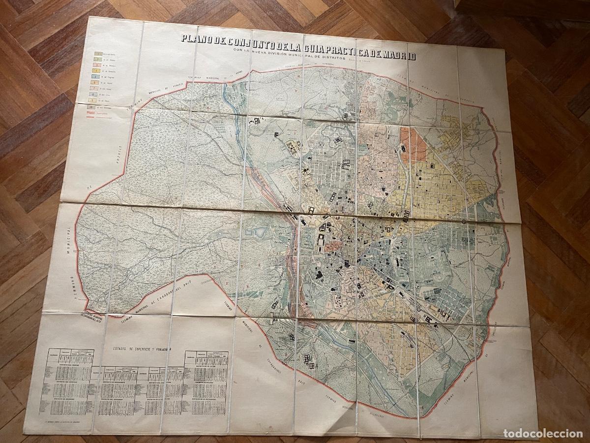 Mapas contempor&aacute;neos: ANTIGUO PLANO MAPA CONJUNTO DE LA GUIA PRACTICA DE MADRID , PAPEL ENTELADO , LIT.MENDEZ SIN FECHA