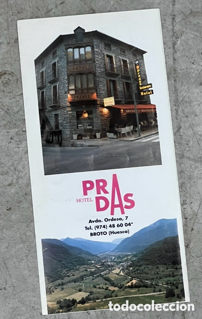 Mapas contempor&aacute;neos: Mapa. Hotel Pradas. Actividades Deportivas. Broto. Huesca. A&ntilde;os 80.