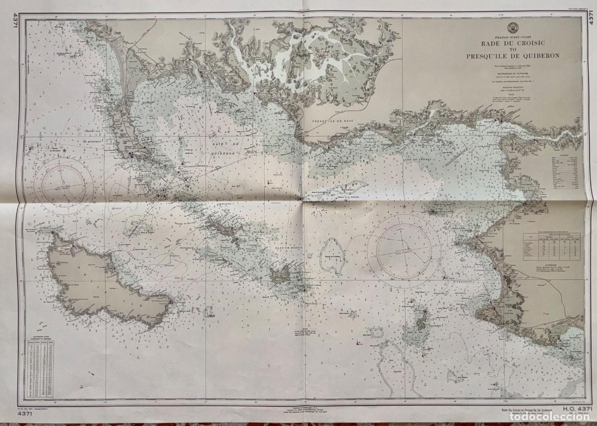 Mapas contempor&aacute;neos: GRAN CARTA NAUTICA- FRANCIA- BRETA&Ntilde;A-FRANCE- RADE DU CROISIC QUIBERON- WASHINGTON 1965