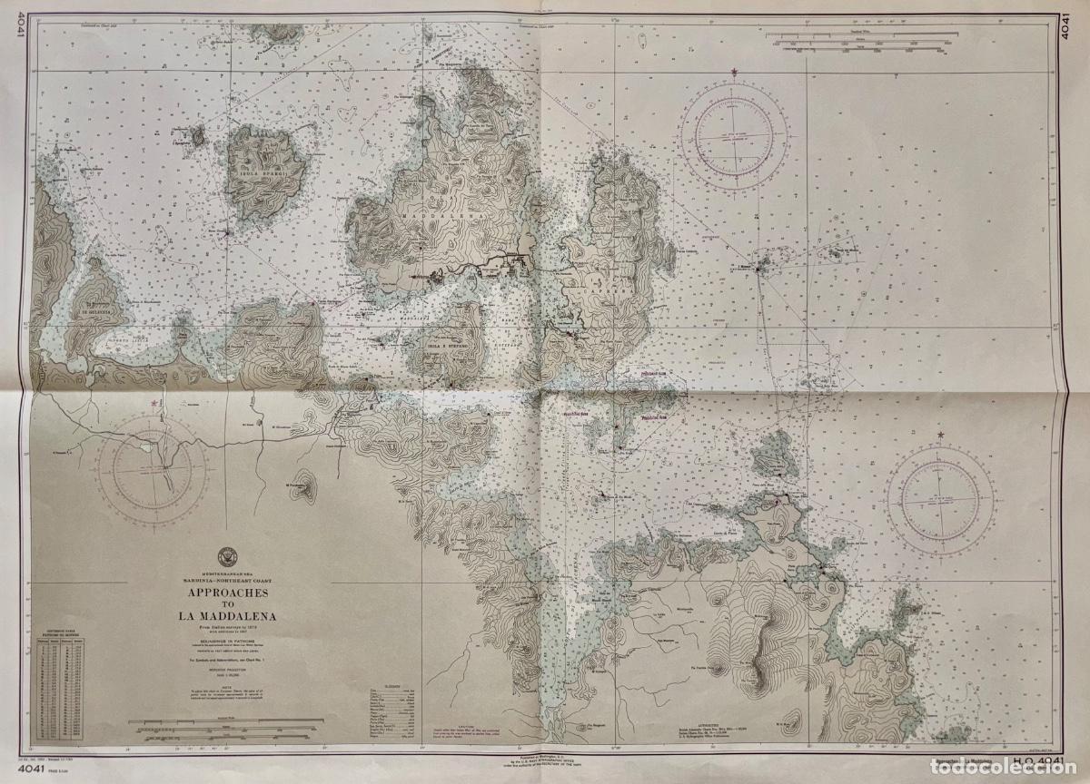 Mapas contempor&aacute;neos: GRAN CARTA NAUTICA- SARDINIA- CERDE&Ntilde;A- ITALIA- LA MADDALENA- WASHINGTON 1964