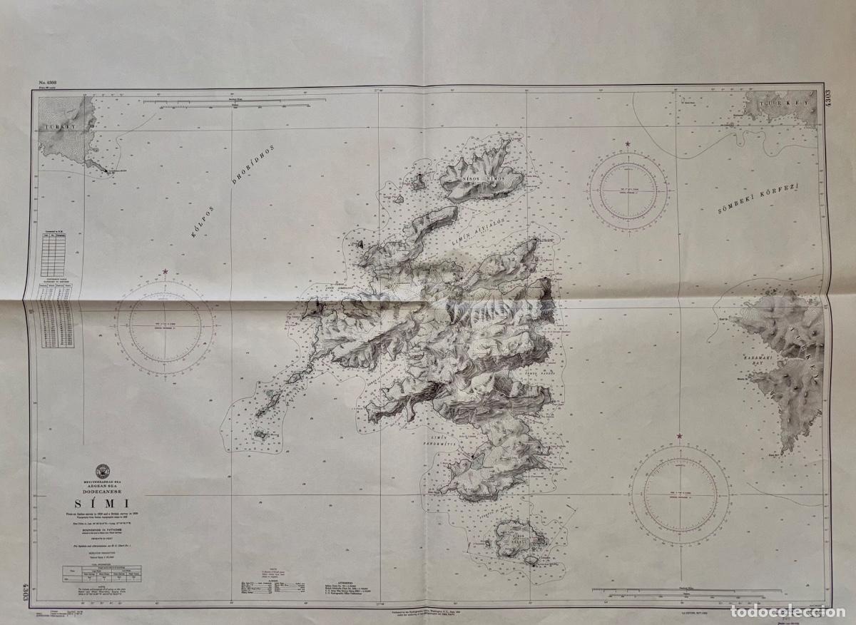 Mapas contempor&aacute;neos: GRAN CARTA NAUTICA- GRECIA- DODECANESO- SYMI- SIMI- WASHINGTON 1950