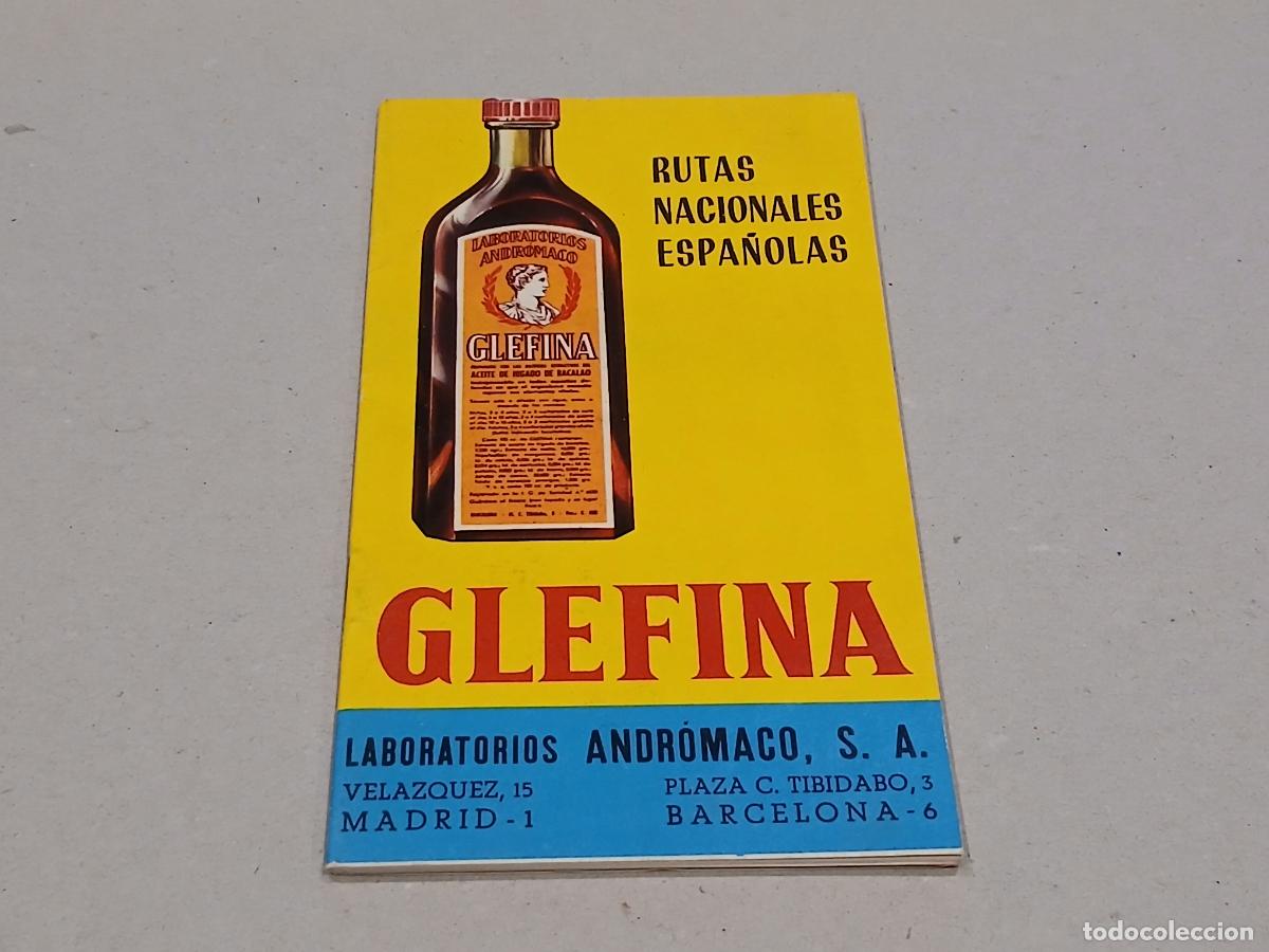 Mappe contemporanee: Publicidad. Glefina rutas nacionales espa&ntilde;olas, mapas carreteras, a&ntilde;os 60
