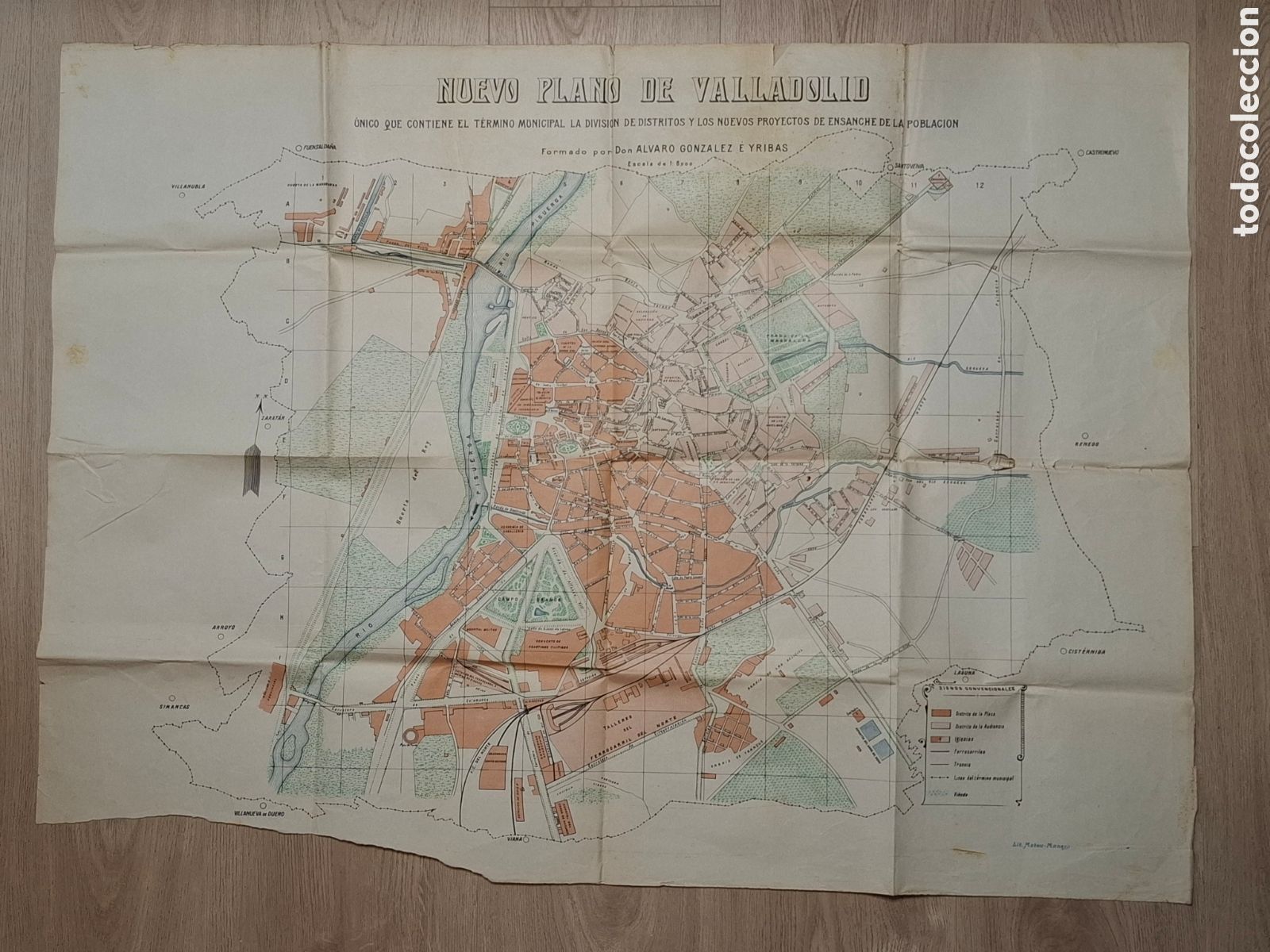 Mapas contempor&acirc;neos: Nuevo plano de Valladolid, por &Aacute;lvaro Gonz&aacute;lez e Yribas, escala 1:6000, ensanche ca. 1910