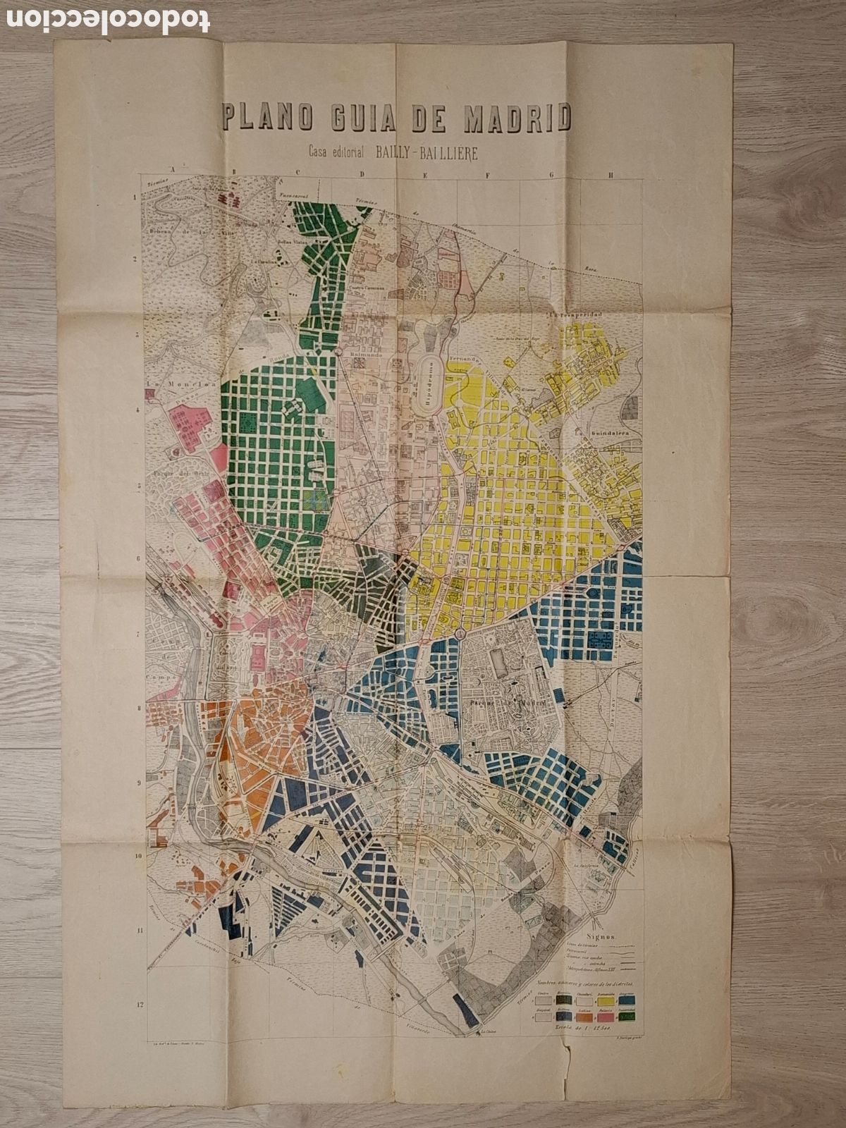 Mappe contemporanee: Plano Gu&iacute;a de Madrid. Casa editorial Bailly Bailliere, circa 1910, 57,5x90 cm