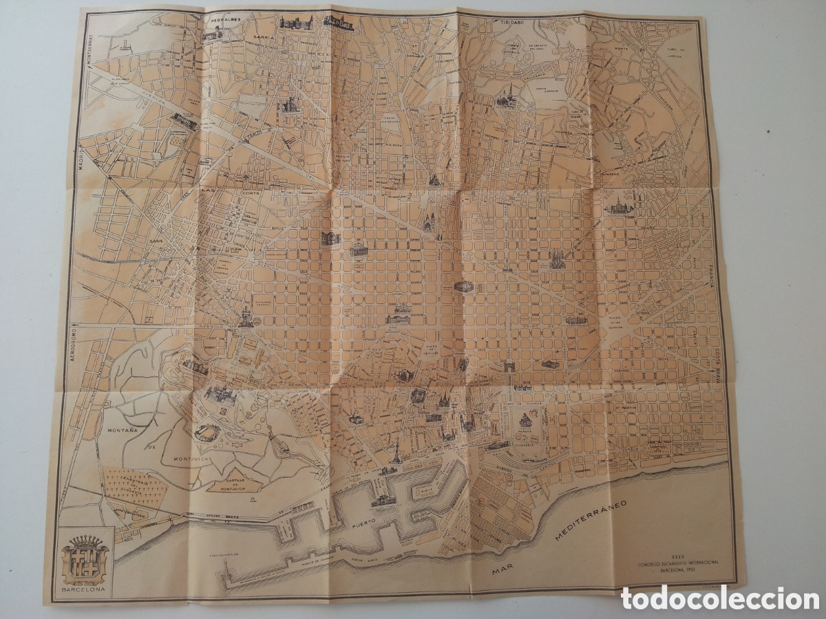 Mapas contempor&aacute;neos: Pl&agrave;nol Barcelona 1952, per al Congr&eacute;s Eucar&iacute;stic - Foto 1