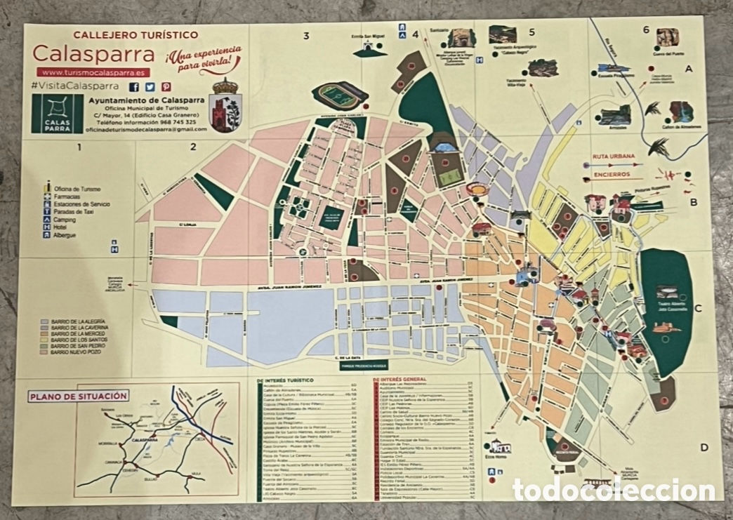 Mapas contempor&aacute;neos: Mapa. Callejero Tur&iacute;stico. Calasparra. Murcia.