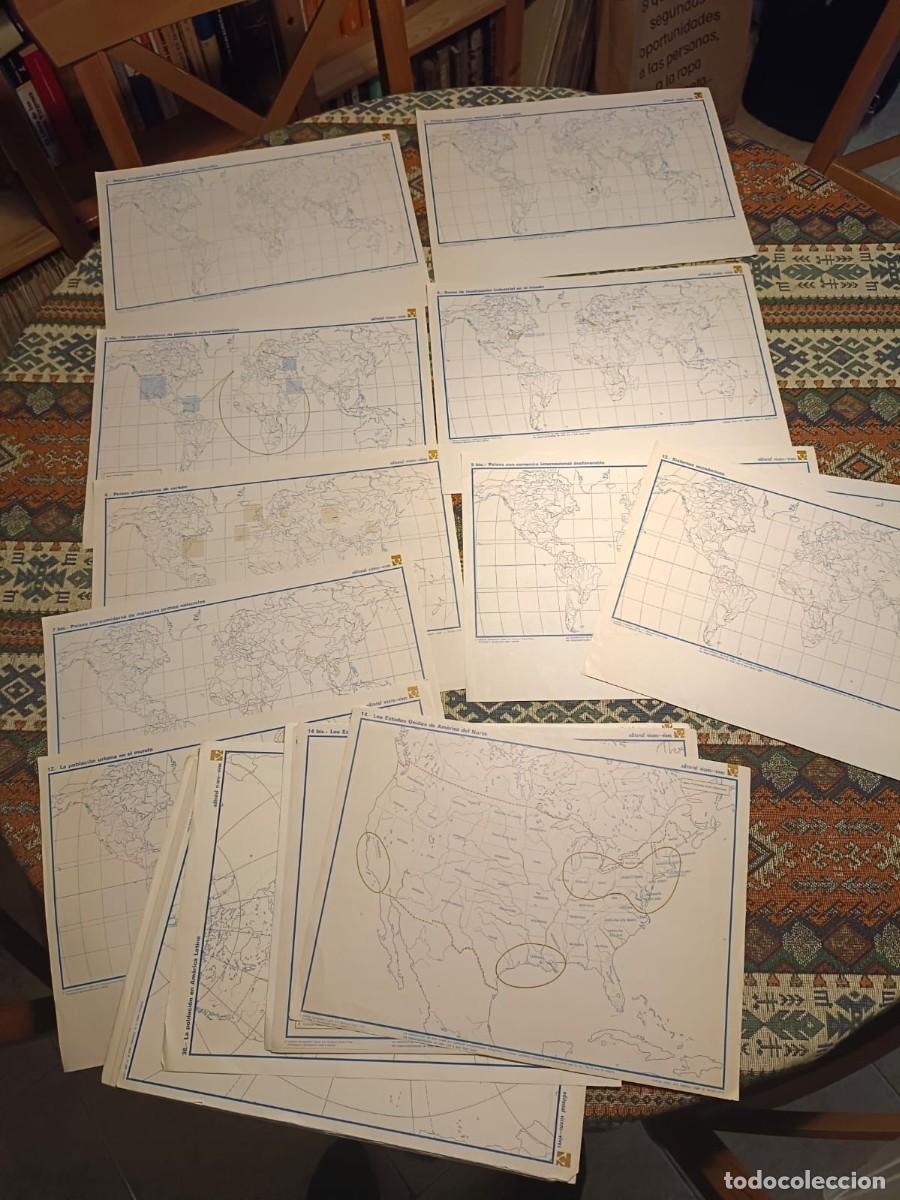 Mapas contempor&aacute;neos: Mapas escolares Vicens Vives, lote de 54 mapas, peninsula y mundial