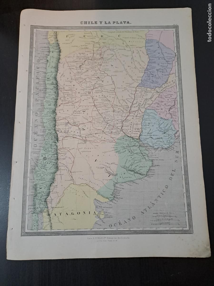Mapas contempor&aacute;neos: CHILE Y LA PLATA-MAPA- L.TURGES Jne EDITEUR-PARIS-NEW-YORK-DEL ATLAS DE GEOGRAFIA POR A.H.DUFOUR