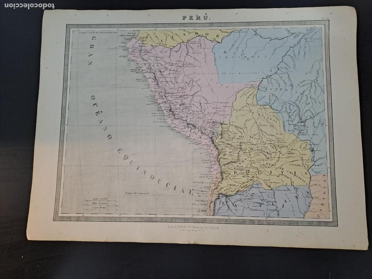 Mapas contempor&aacute;neos: PERU-MAPA- L.TURGES EDIT-PARIS-NEW-YORK-DEL ATLAS DE GEOGRAFIA POR A.H.DUFOUR