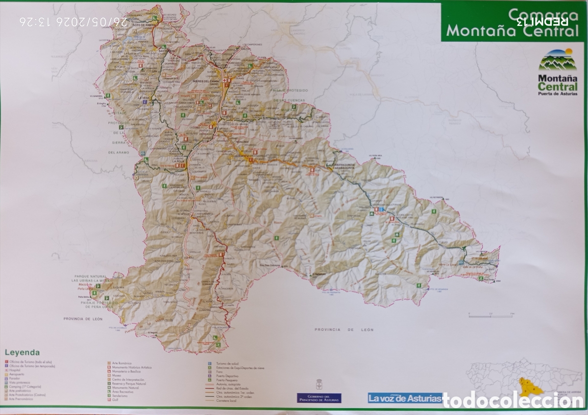 Mapas contempor&aacute;neos: Mapa Comarca Monta&ntilde;a Central. Asturias