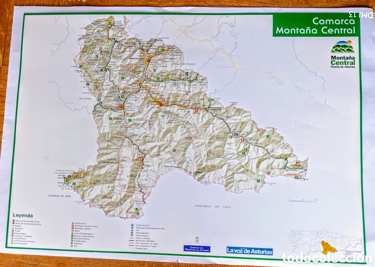 Mapas contempor&aacute;neos: Mapa Comarca Monta&ntilde;a Central. Asturias