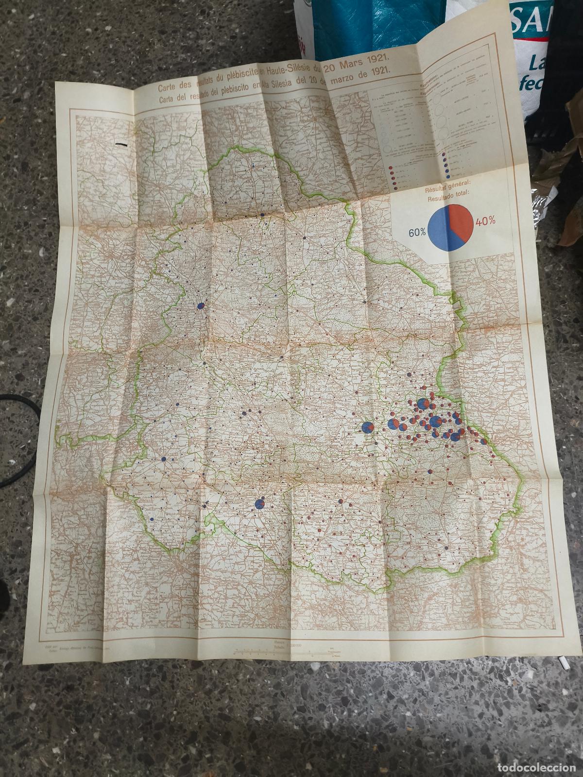 Mapas contempor&aacute;neos: 1921 Haute Silesia plebiscite carte abteilung mapa. Alta silesia. Tratado Versalles.