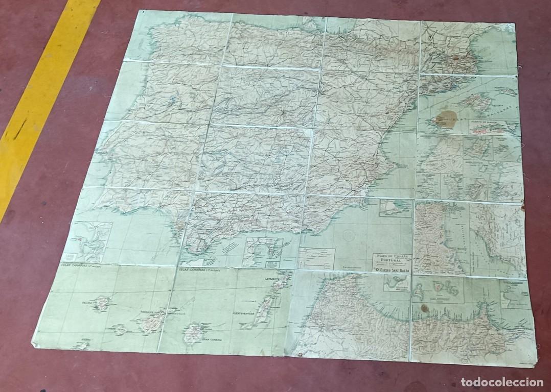 Mapas contempor&aacute;neos: MAPA ENTELADO DE ESPA&Ntilde;A Y PORTUGAL Zonas del protectorado y posesiones d Marruecos Eliseo Sanz Balza