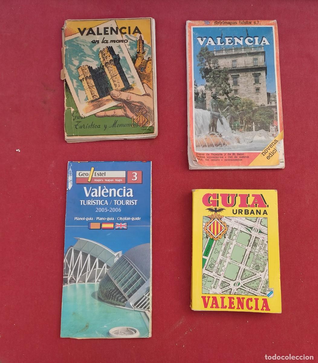 Mapas contempor&aacute;neos: 2 guias y 2 planos de Valencia antiguos