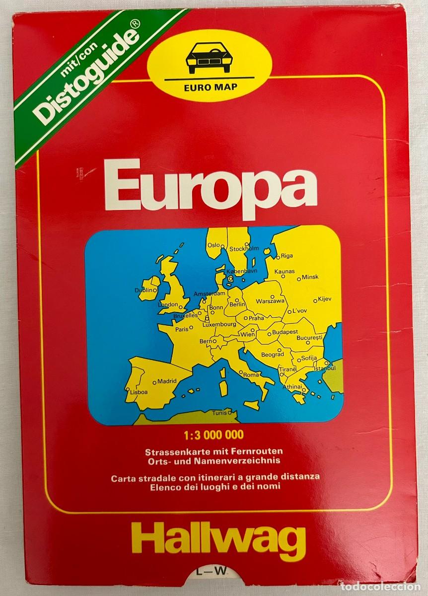 Mapas contempor&aacute;neos: EURO MAP - EUROPE 1:300.000 HALLWAG - ROAD MAP - CARTE ROUTI&Egrave;RE - DISTOGUIDE - 1987