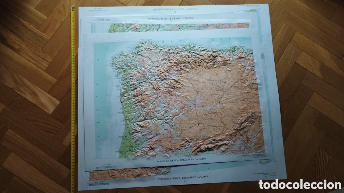 Mapas contempor&aacute;neos: Mapa en relieve Pen&iacute;nsula Ib&eacute;rica, Baleares y Canarias