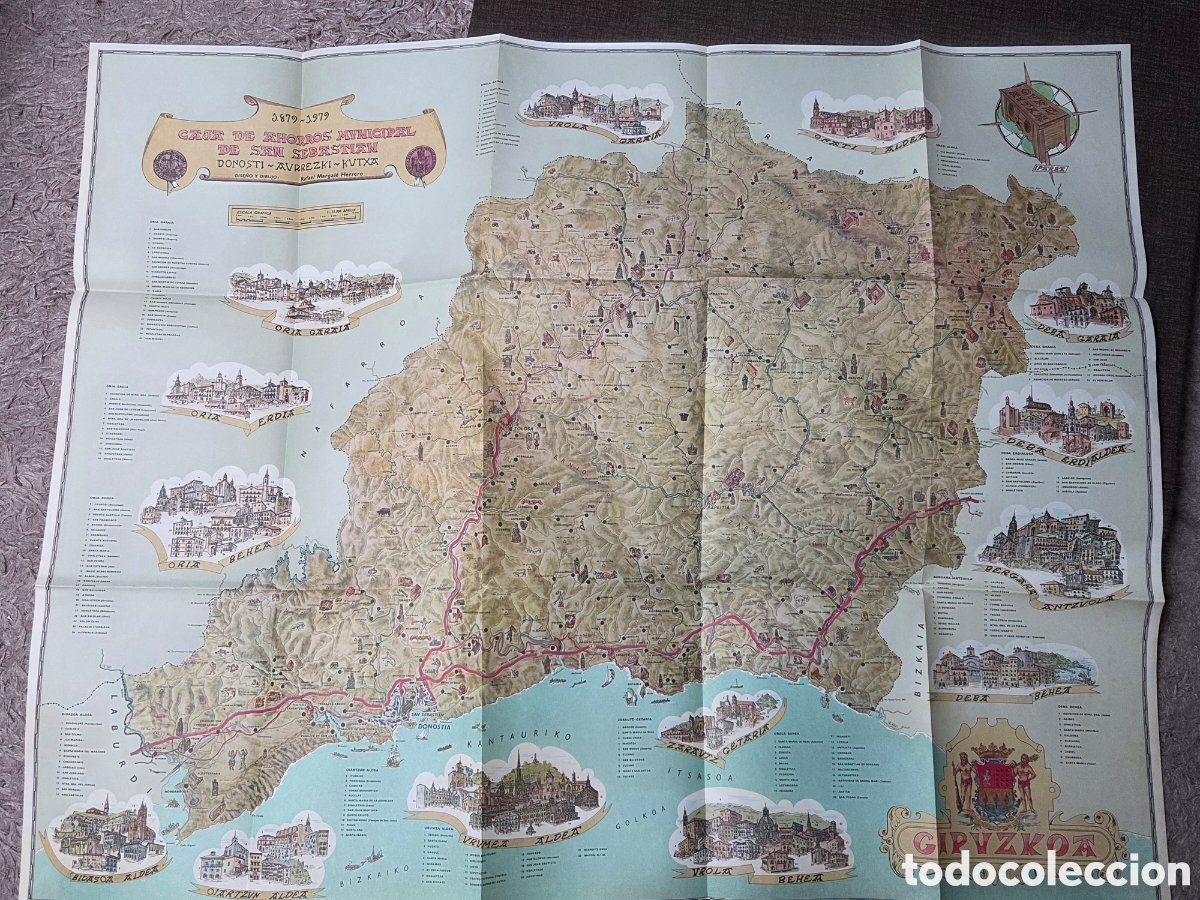 Mapas contempor&aacute;neos: GRAN MAPA DE GUIP&Uacute;ZCOA 1979 CAM 113 X 90 CM.