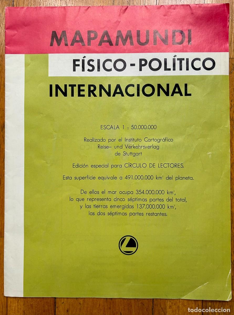 Mapas contempor&aacute;neos: MAPAMUNDI FISICO POLITICO INTERNACIONAL ESCALA 1:50.000.000 CIRCULO DE LECTORES 1990