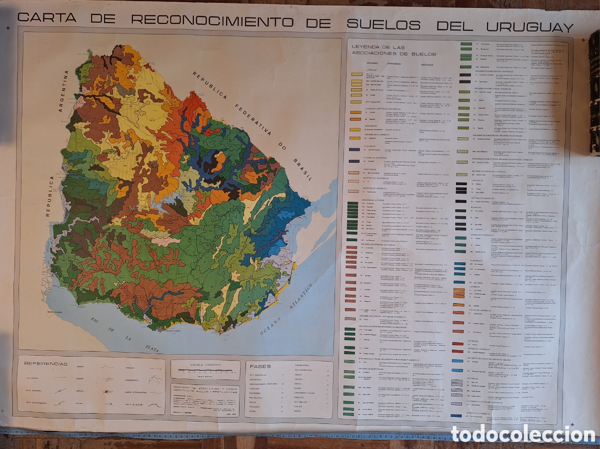 Mapas contempor&aacute;neos: GRAN FORMATO MAPA CARTA RECONOCIMIENTO DE SUELOS DE URUGUAY A&ntilde;o 1976