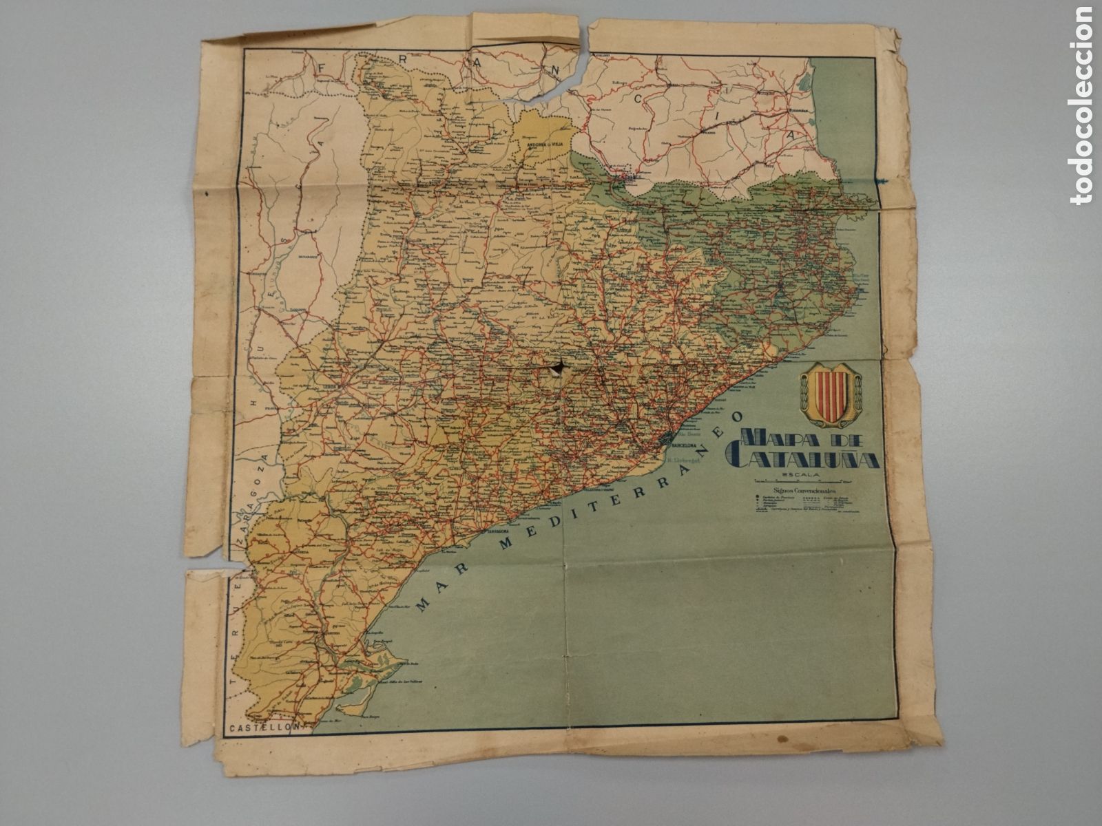 Mapas contempor&aacute;neos: Mapa antiguo principios siglo XX Catalunya.alfonso XIII.mapas f&iacute;sicos.mapas antiguos.barcelona.giron